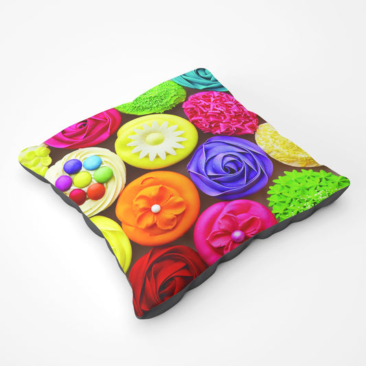 Bright Colourful Cupcakes Floor Cushion