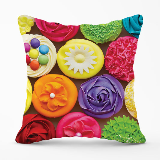 Bright Colourful Cupcakes Outdoor Cushion