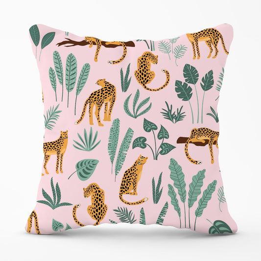 Hand Drawn Leopards Outdoor Cushion