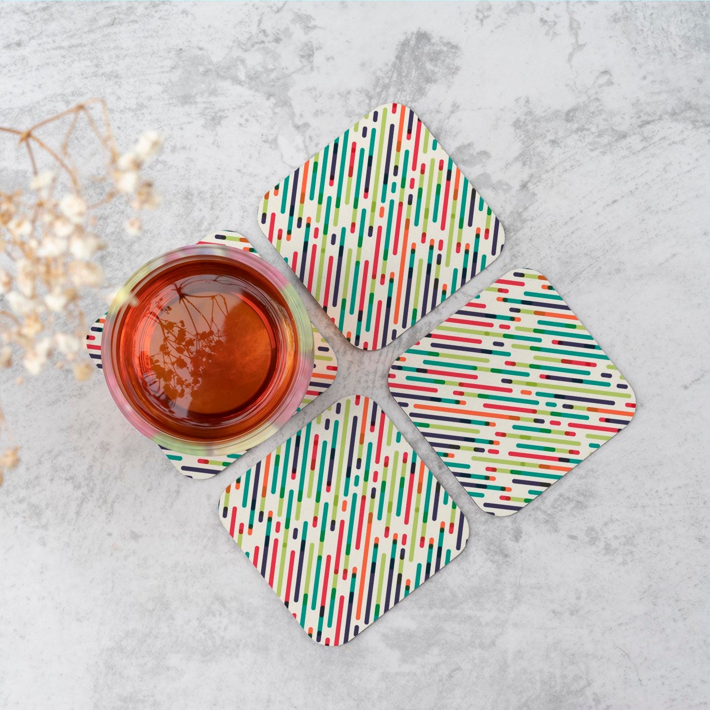 Coloured Diagonal Abstract Pattern Coasters