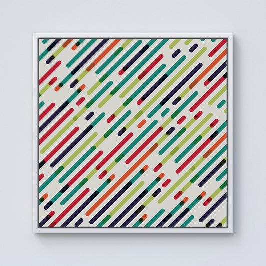 Coloured Diagonal Abstract Pattern Framed Canvas