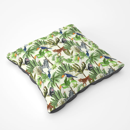 Exotic Trees And Animals Floor Cushion