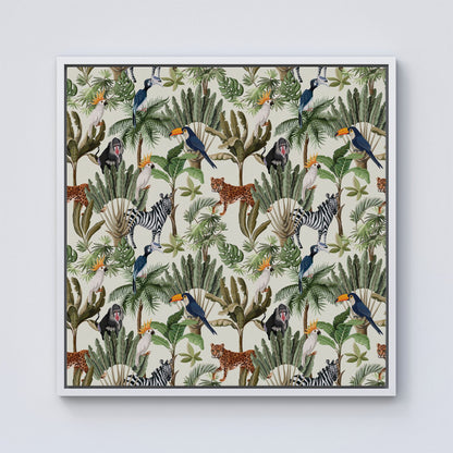 Exotic Trees And Animals Framed Canvas