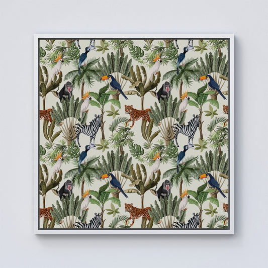 Exotic Trees And Animals Framed Canvas