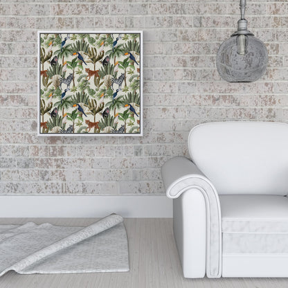 Exotic Trees And Animals Framed Canvas