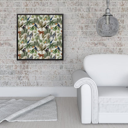 Exotic Trees And Animals Framed Canvas