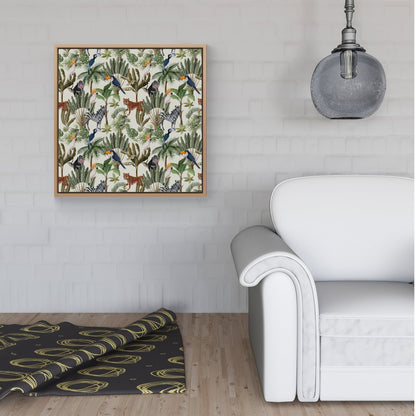 Exotic Trees And Animals Framed Canvas