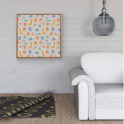 Cute Pastel Jungle Animals Framed Canvas