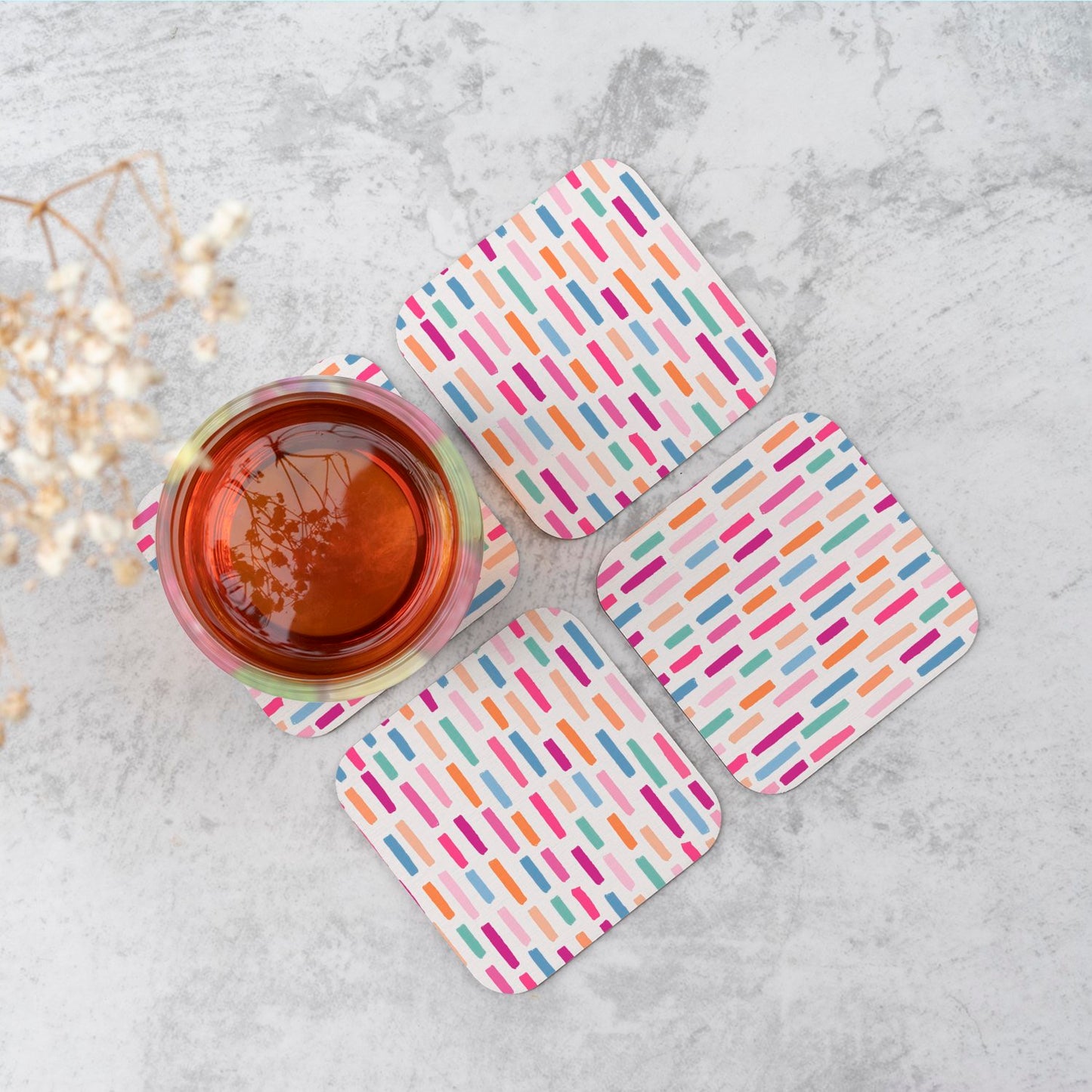 Vertical Abstract Brush Pattern Coasters