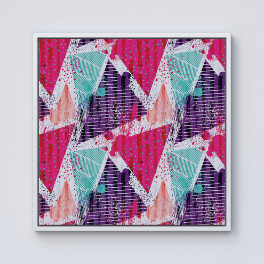 Shabby Geometric Pattern Framed Canvas