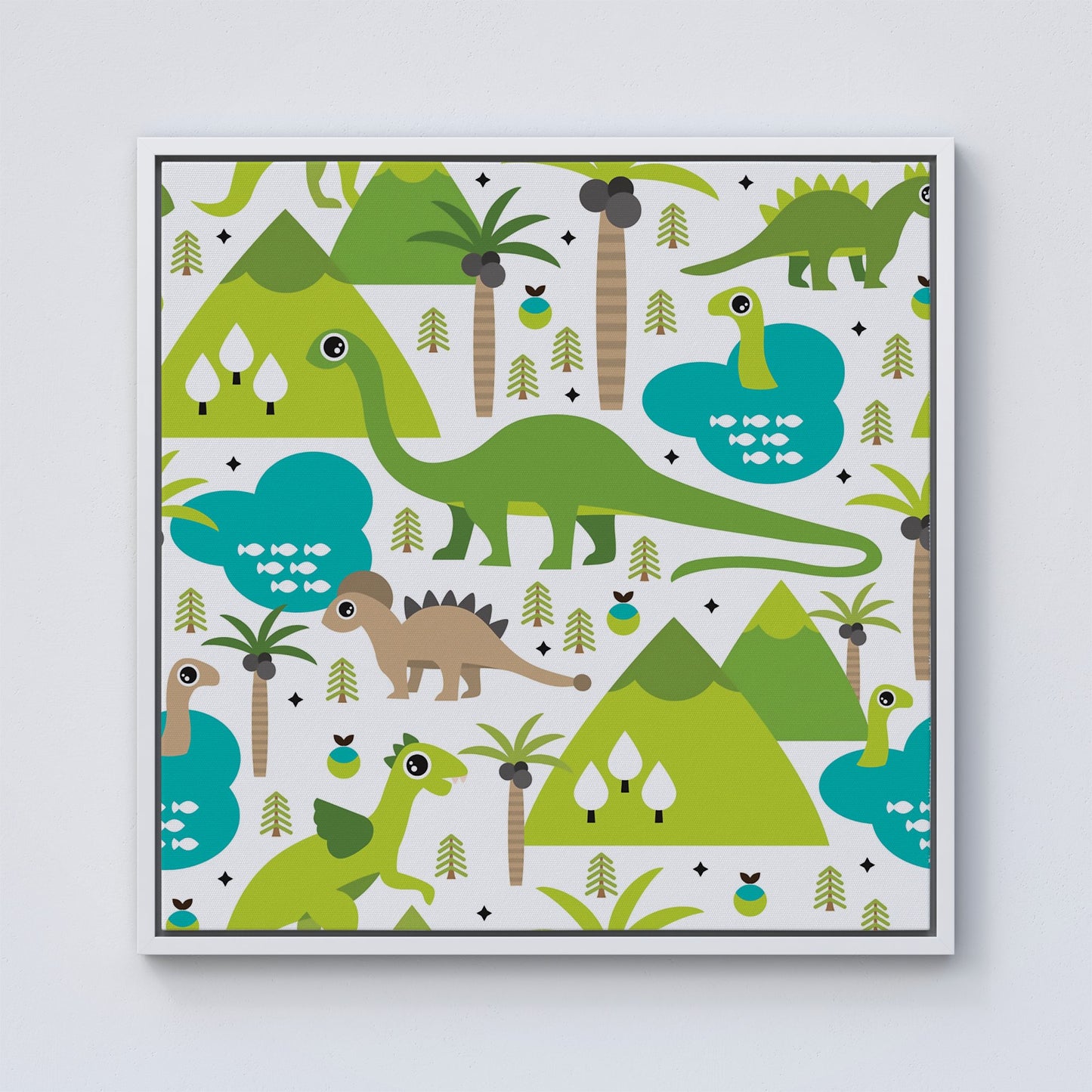 Baby Dinosaur Print Framed Canvas