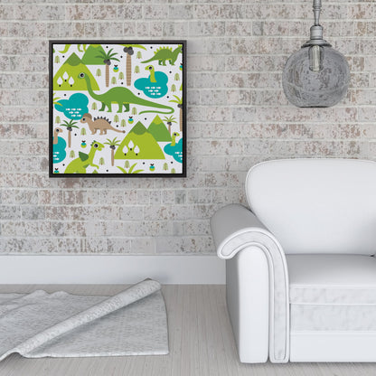 Baby Dinosaur Print Framed Canvas