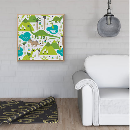 Baby Dinosaur Print Framed Canvas