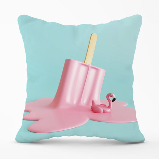 Flamingo Ice Cream Outdoor Cushion