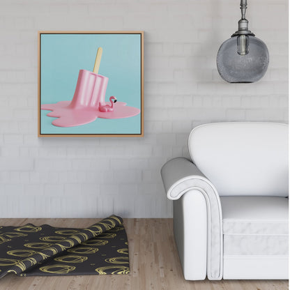 Flamingo Ice Cream Framed Canvas