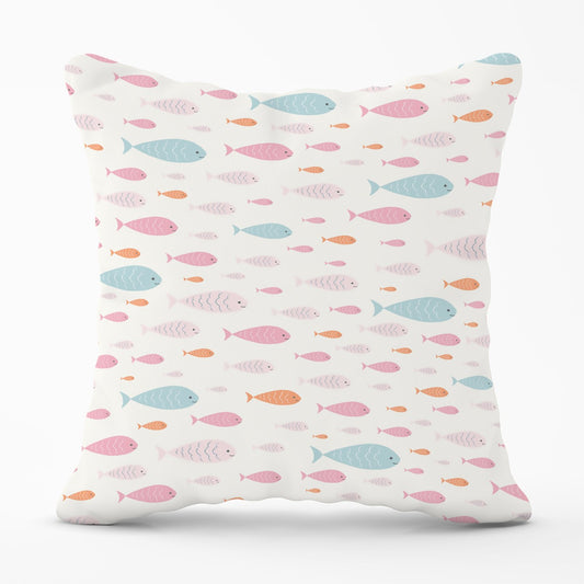 Hand Drawn Swimming Fish Outdoor Cushion