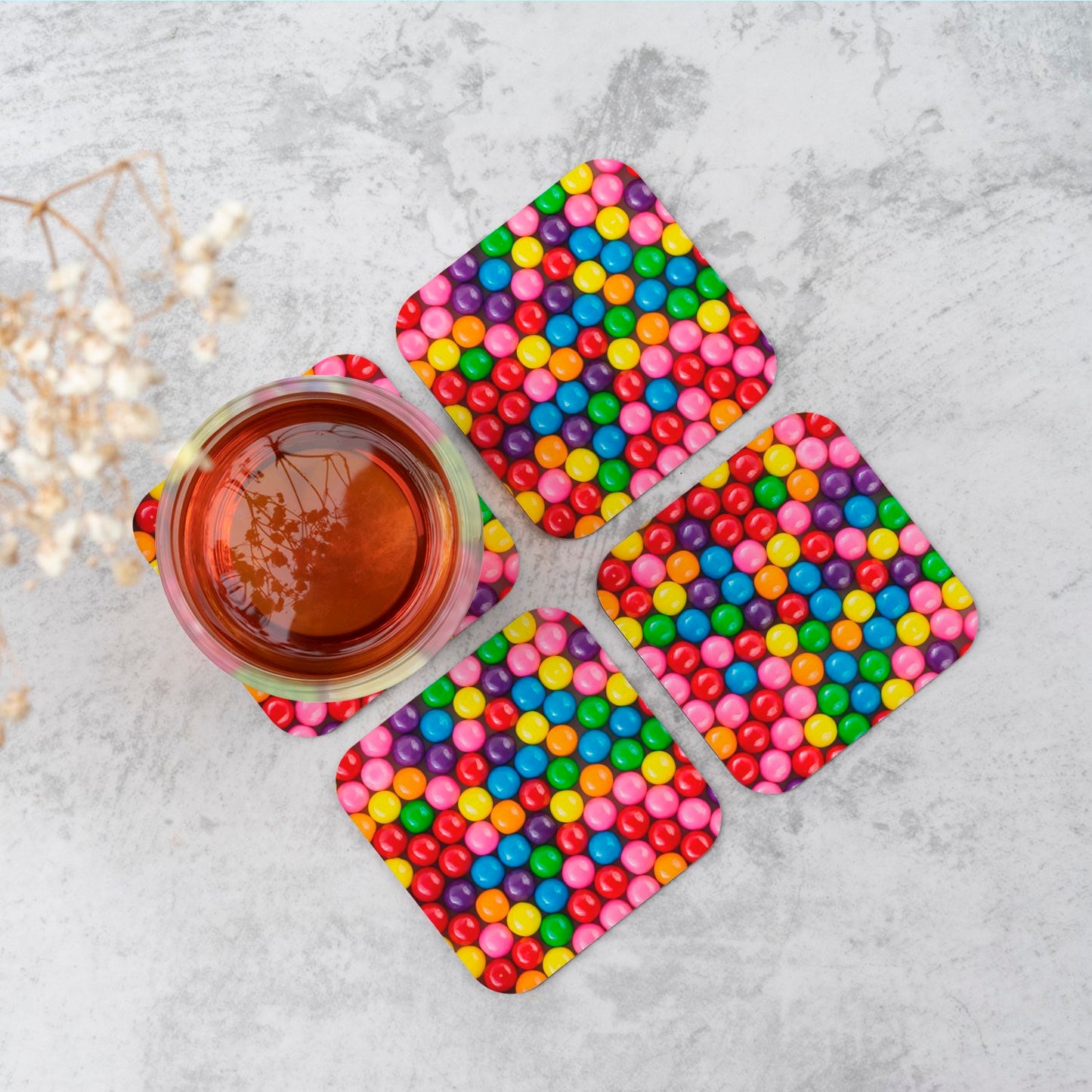 Brightly Colored Gum Balls Coasters