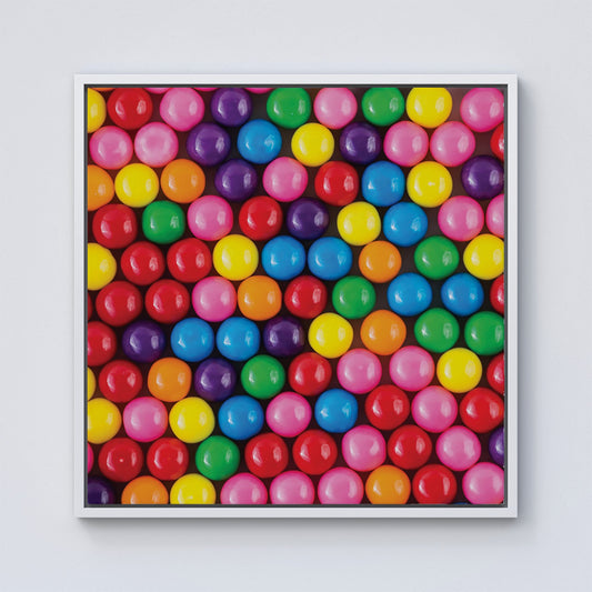 Brightly Colored Gum Balls Framed Canvas