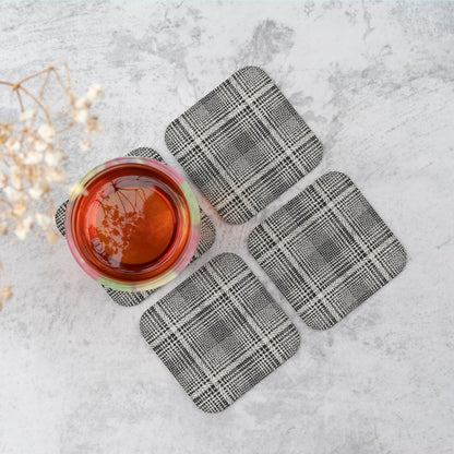 Monochrome Textured Checked Pattern Coasters