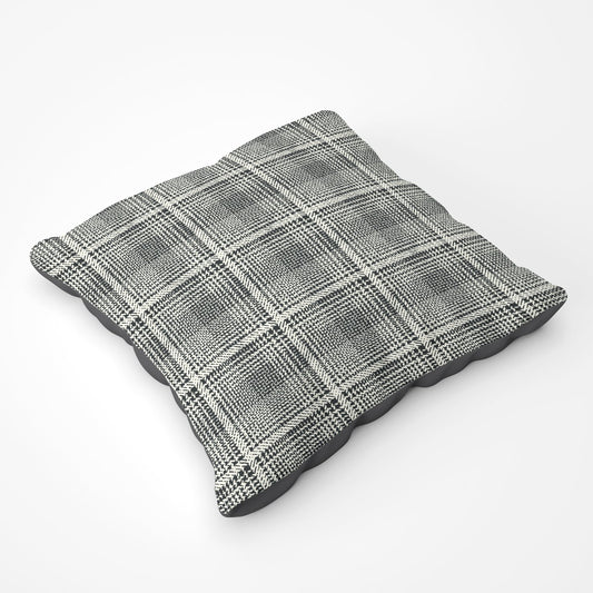 Monochrome Textured Checked Pattern Floor Cushion