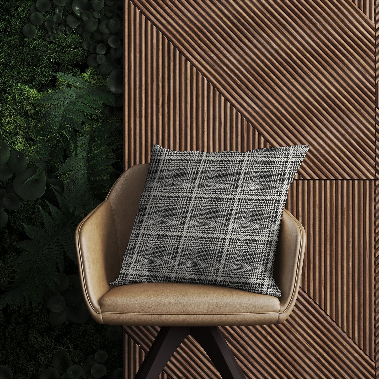 Monochrome Textured Checked Pattern Outdoor Cushion