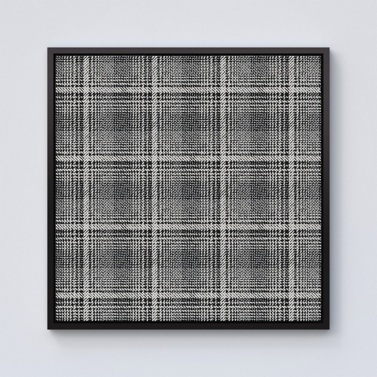 Monochrome Textured Checked Pattern Framed Canvas