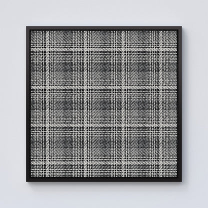 Monochrome Textured Checked Pattern Framed Canvas