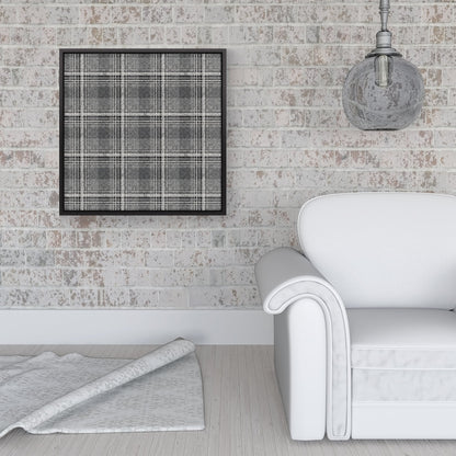 Monochrome Textured Checked Pattern Framed Canvas