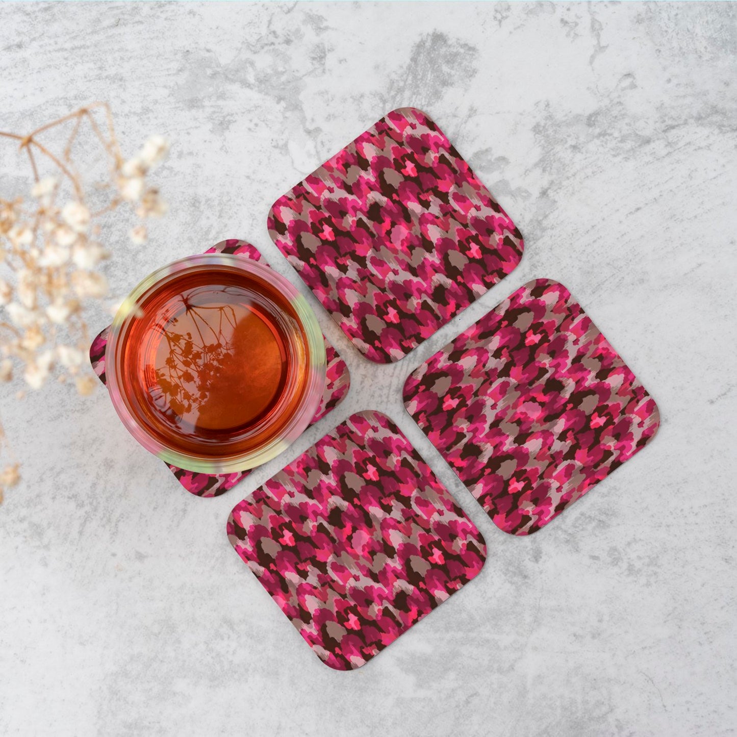 Modern Pink Animal Print Coasters