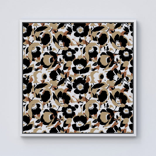 Modern Flower Pattern Framed Canvas