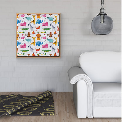 Hand Drawn Cartoon Animals Framed Canvas