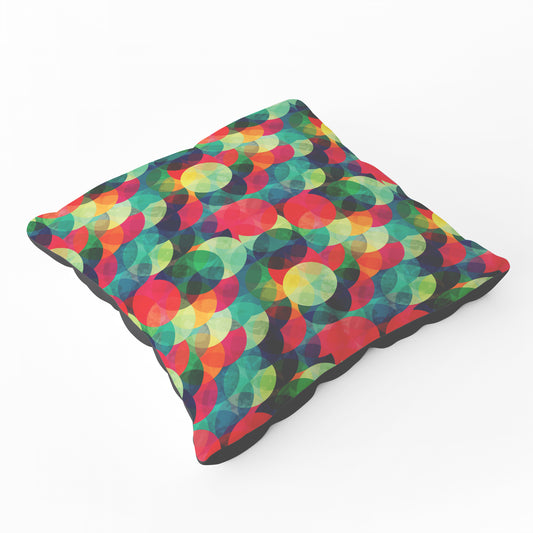 Colourful Grunge Circle Pattern Floor Cushion