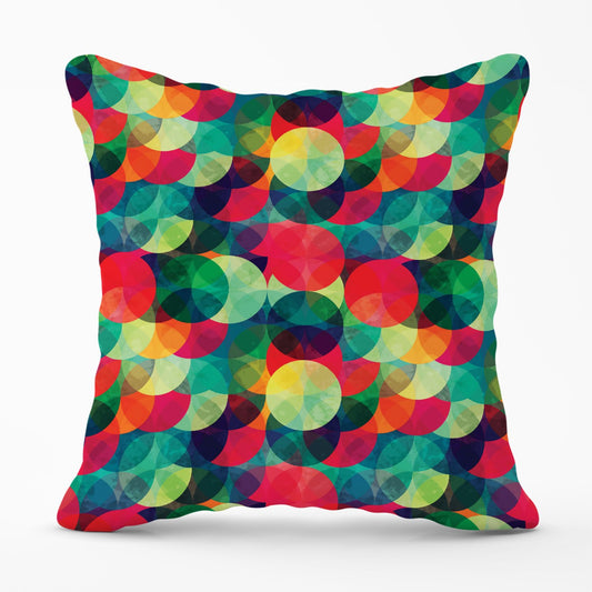 Colourful Grunge Circle Pattern Outdoor Cushion