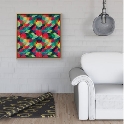 Colourful Grunge Circle Pattern Framed Canvas