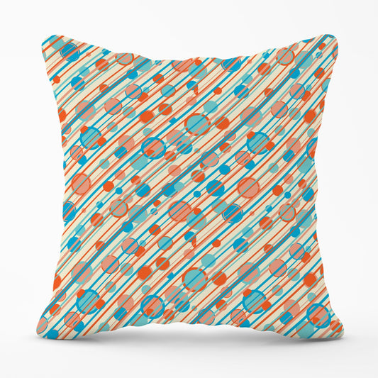 Retro Stripes And Circles Outdoor Cushion