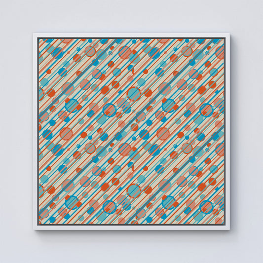 Retro Stripes And Circles Framed Canvas