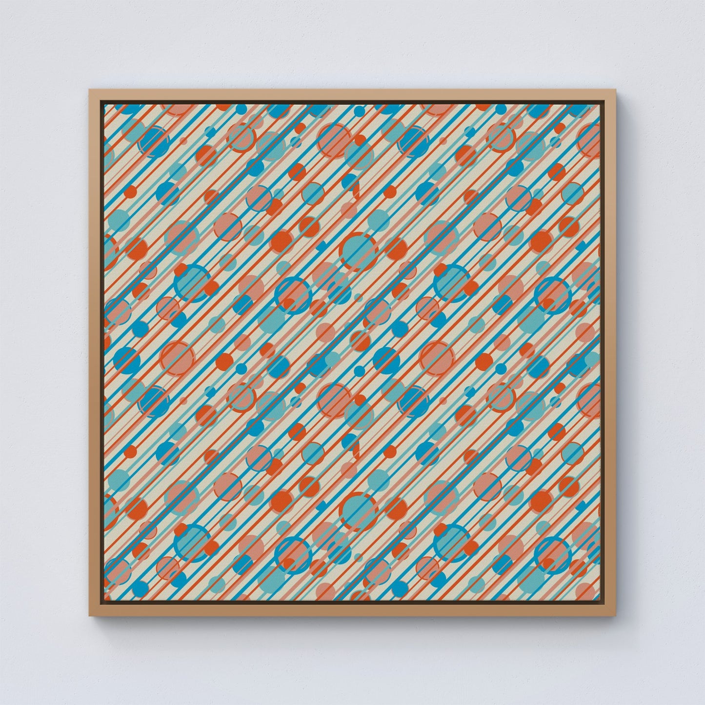 Retro Stripes And Circles Framed Canvas