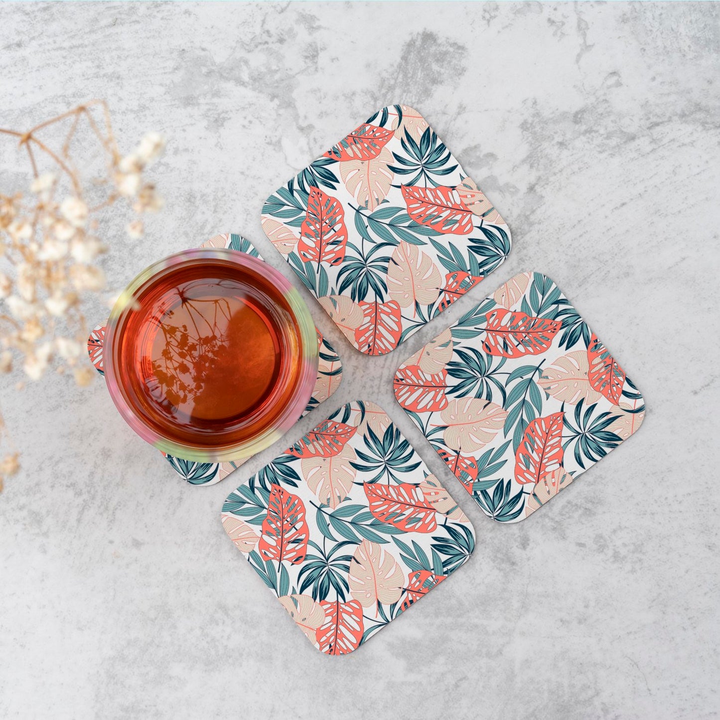 Tropical Leaf Pattern Coasters