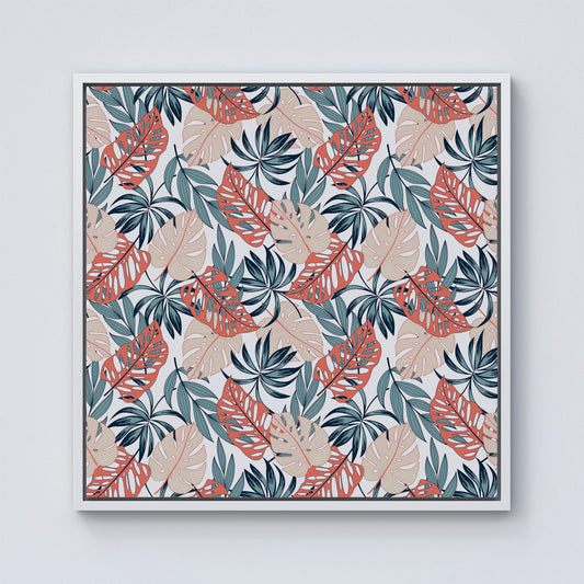 Tropical Leaf Pattern Framed Canvas