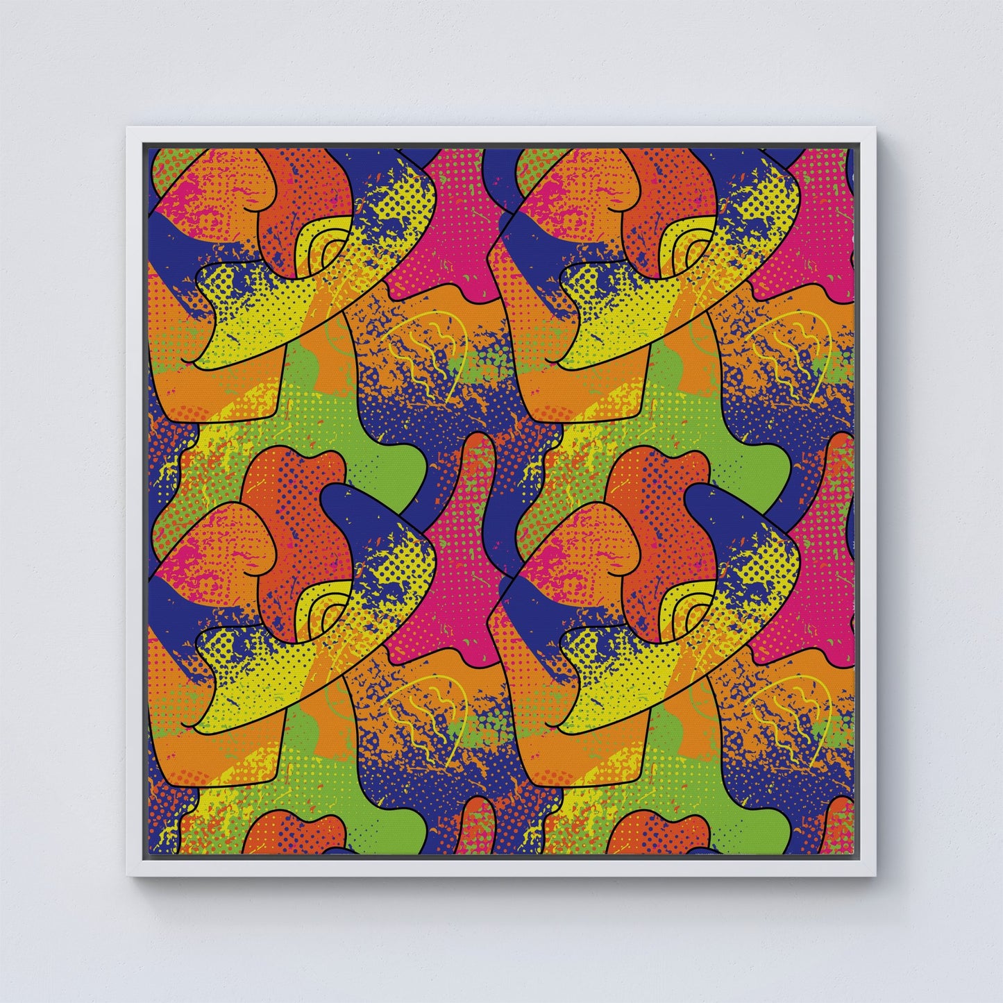 Bright Abstract Pattern Framed Canvas