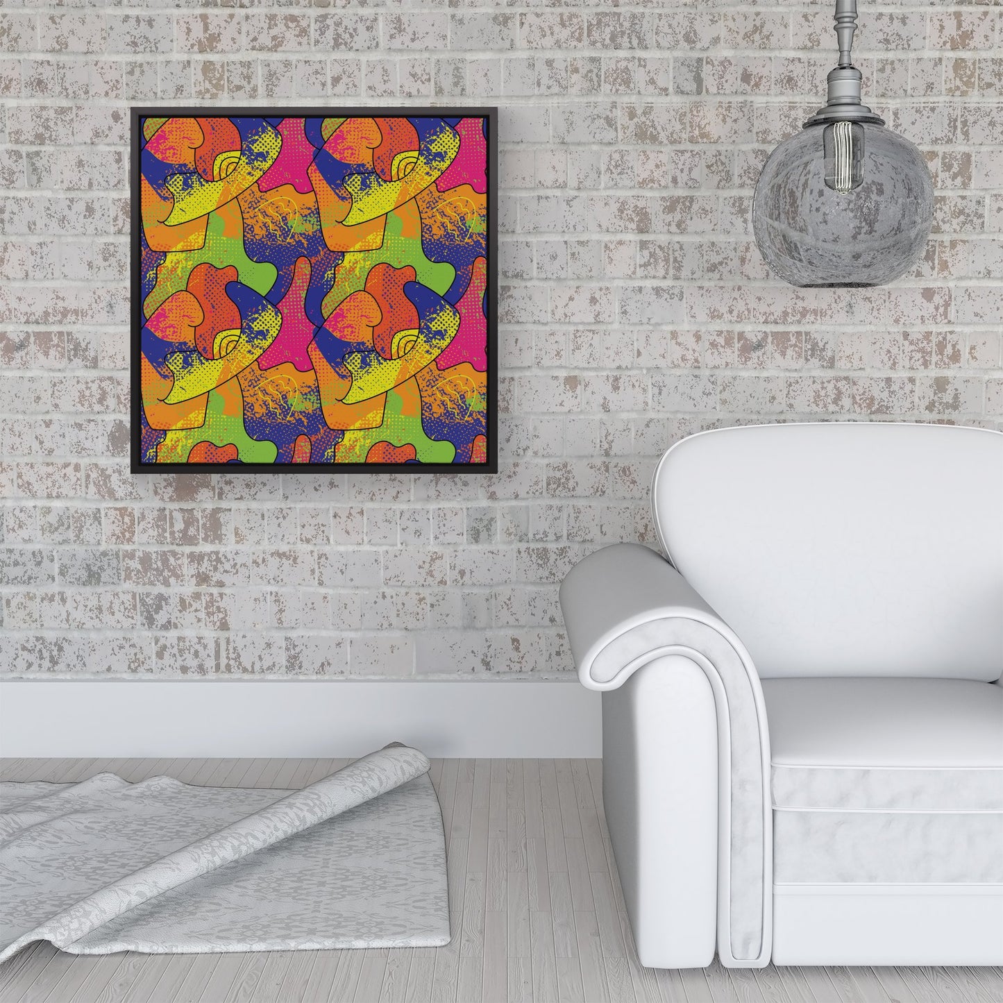 Bright Abstract Pattern Framed Canvas