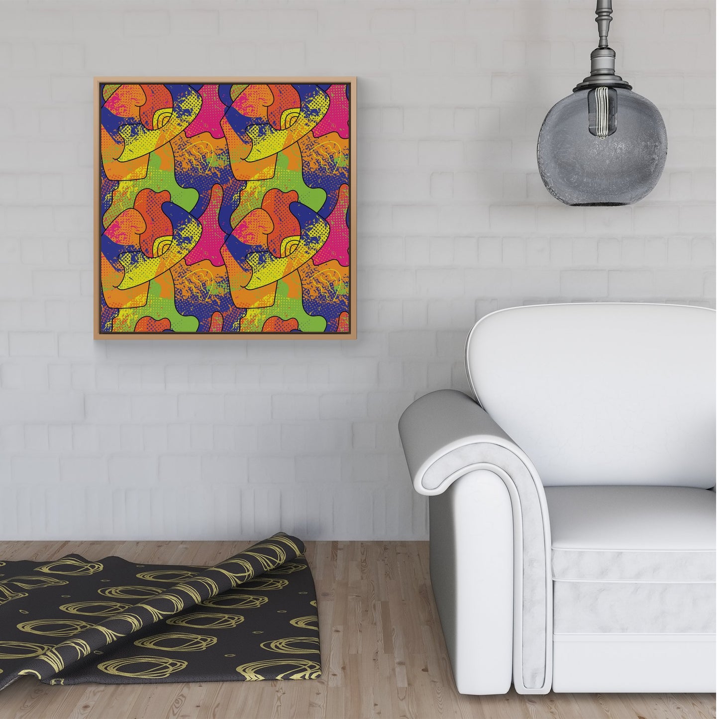 Bright Abstract Pattern Framed Canvas