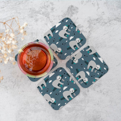 Sleeping Sloth Pattern Coasters