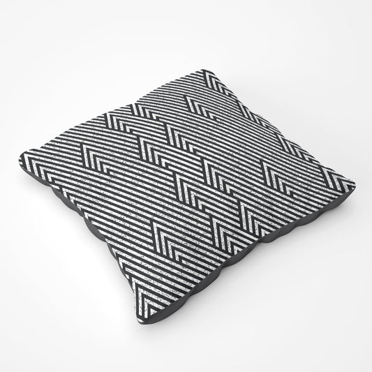 Oblique Black Grunge Pattern Floor Cushion