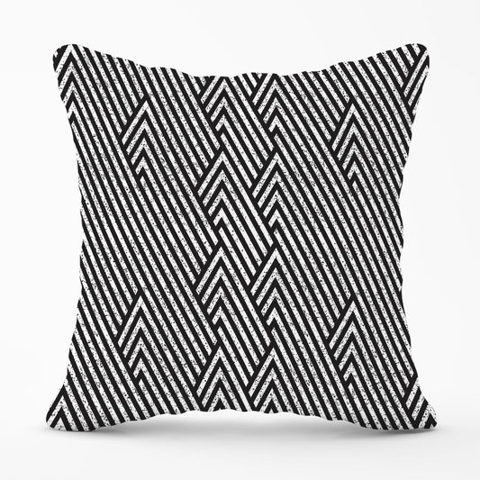 Oblique Black Grunge Pattern Outdoor Cushion