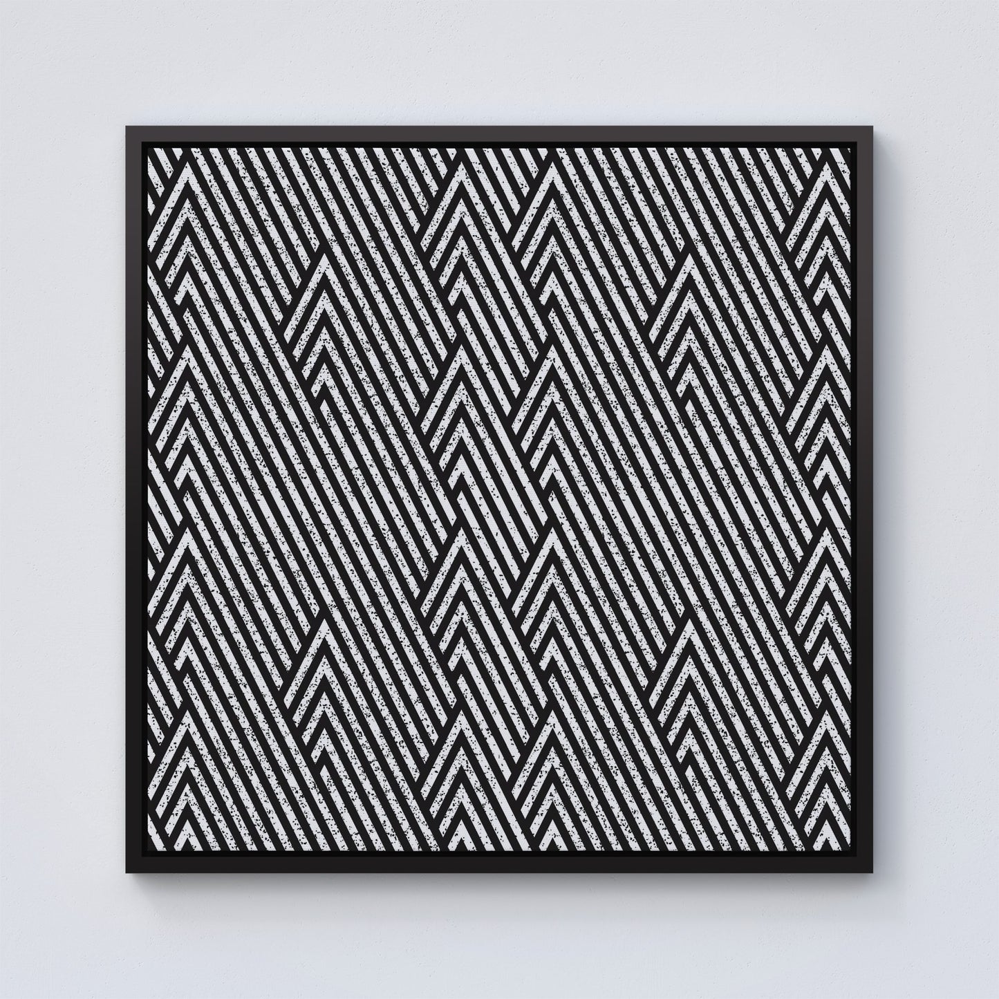 Oblique Black Grunge Pattern Framed Canvas