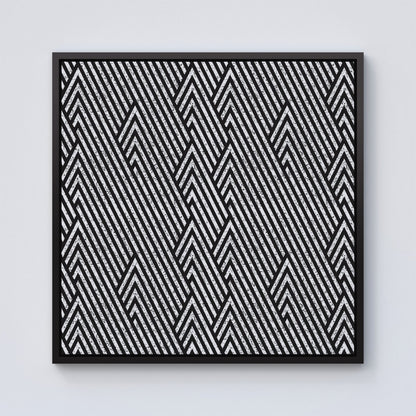 Oblique Black Grunge Pattern Framed Canvas