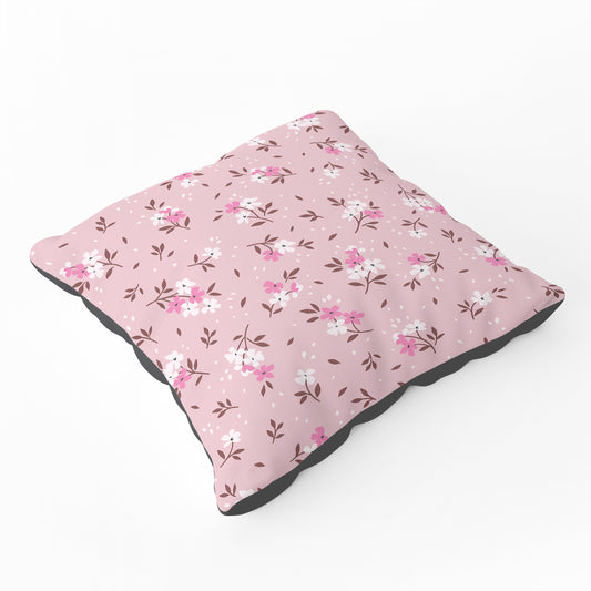 Pretty Pink Flower Pattern Floor Cushion