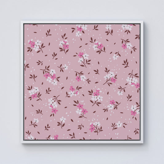 Pretty Pink Flower Pattern Framed Canvas