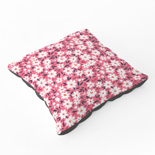 Small Cute White Flower Pattern Floor Cushion